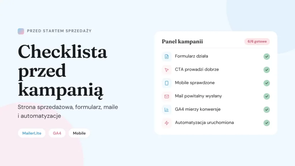 Checklista strona sprzedażowa przed kampanią Paulina Wójcik
