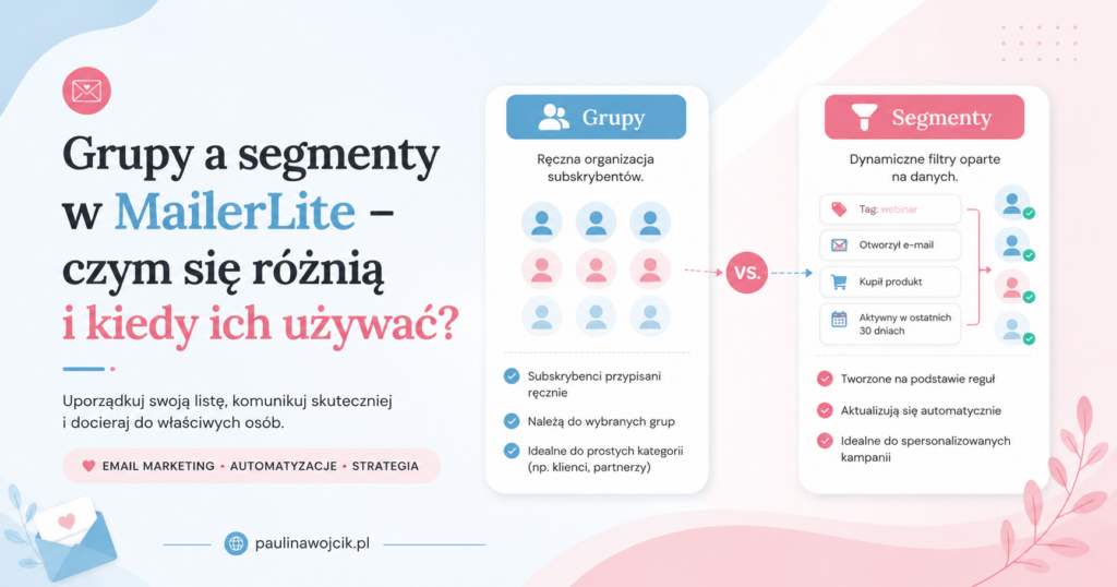 grupy a segmenty w mailerlite Paulinawojcik